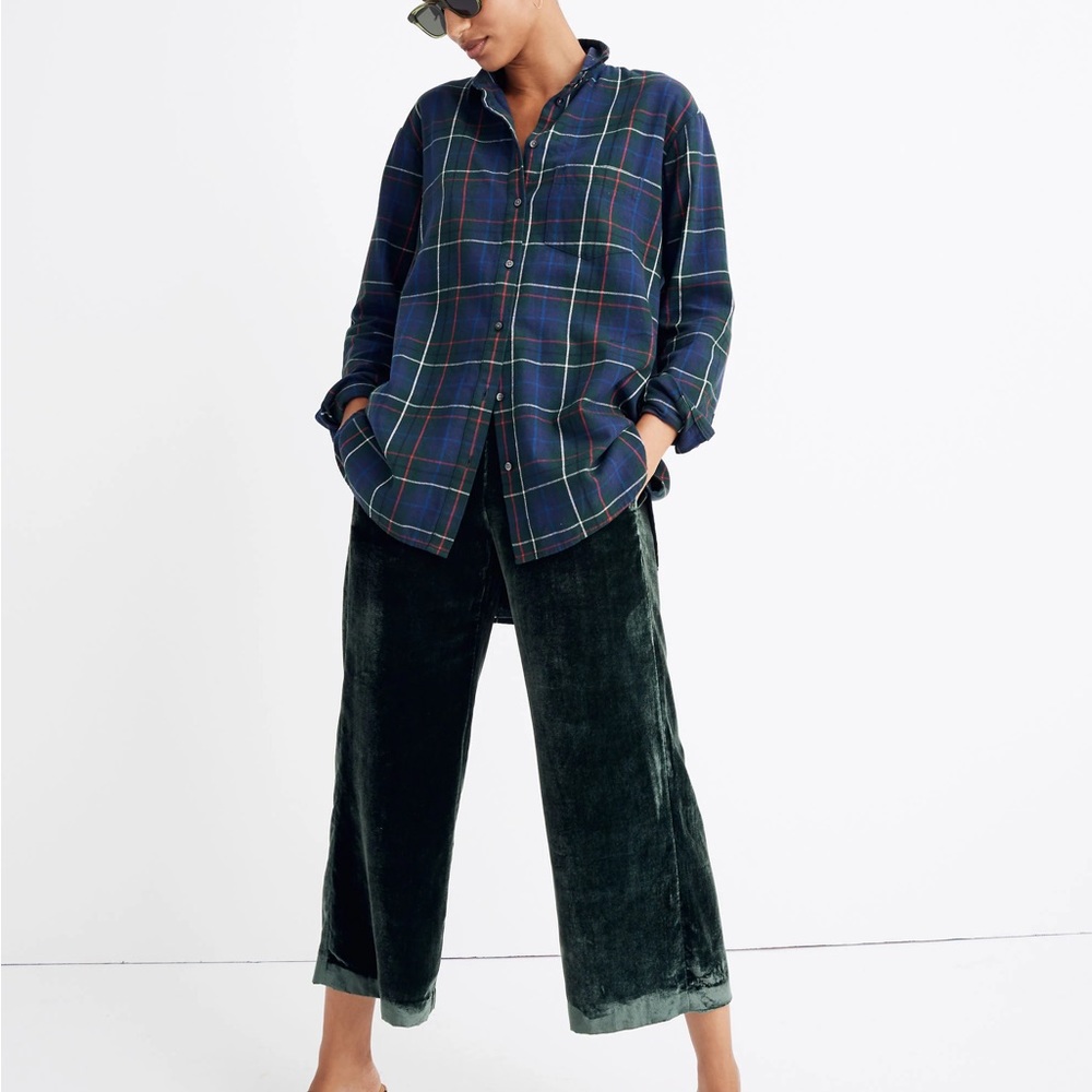 NWT Madewell Velvet Green Huston Pull-On Crop Pants
